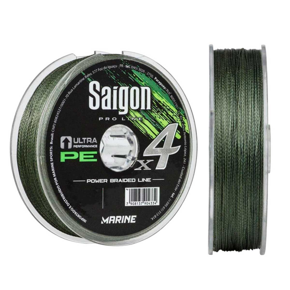 LINHA DE PESCA MULTIFILAMENTO SAIGON X4 VERDE ESCURO 25LB/11,37KG 100M