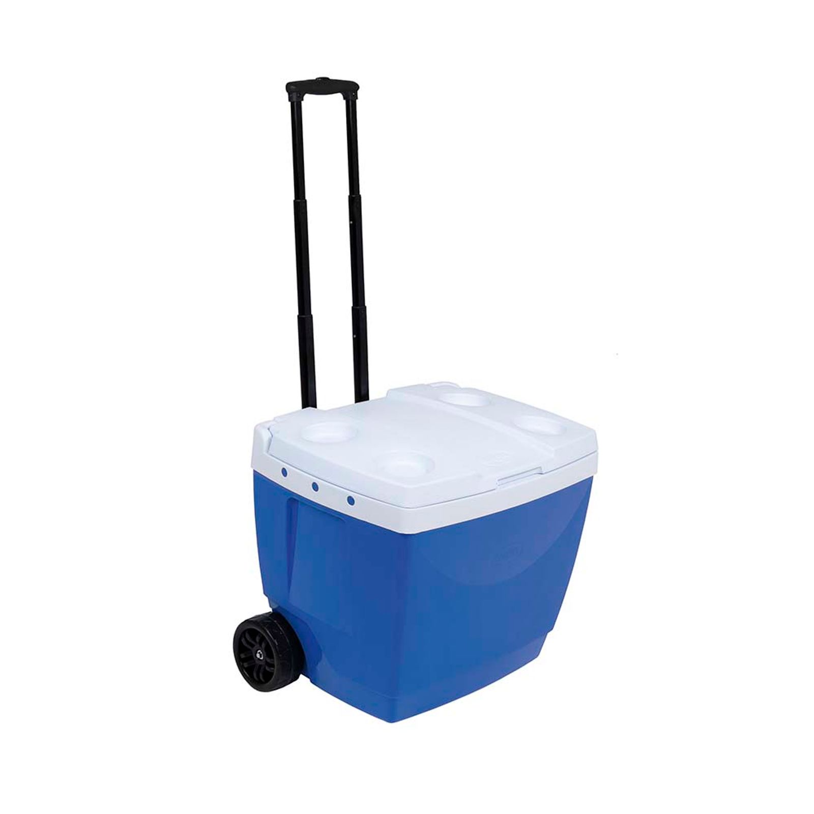 CAIXA TÉRMICA 42L AZUL COM ALÇA RETRÁRIL E RODINHAS - MOR