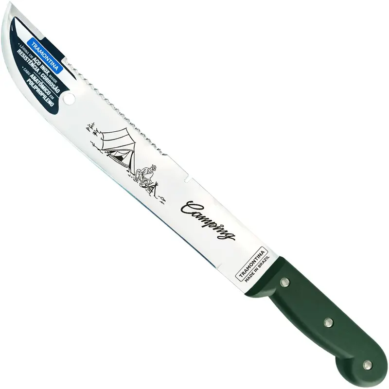 FACÃO PARA MATO TRAMONTINA COM LÂMINA EM AÇO INOX E CABO DE POLIPROPILENO VERDE 12” - 26619122