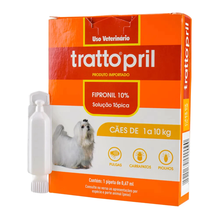 TRATTO PRIL ANTIPULGAS E CARRAPATOS FIPRONIL 10% PARA CÃES 1 À 10KG PIPETA DE 0,67ML