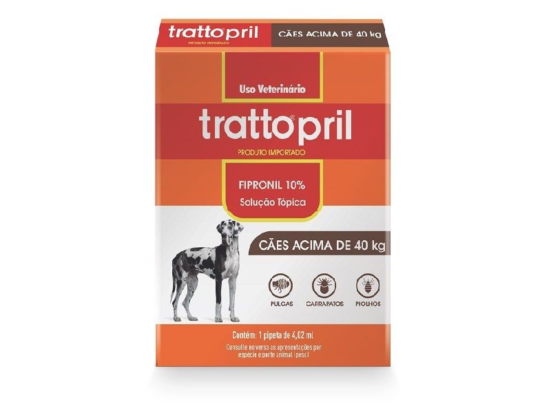 TRATTO PRIL ANTIPULGAS E CARRAPATOS FIPRONIL 10% PARA CÃES ACIMA DE 40KG PIPETA DE 4,02ML