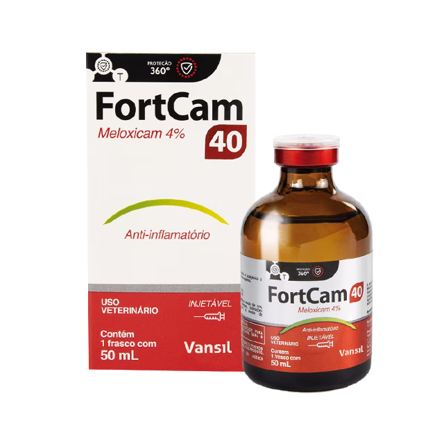ANTI-INFLAMATÓRIO MELOXICAM 4% USO INJETÁVEL FORT CAM 40 50ML - VANSIL