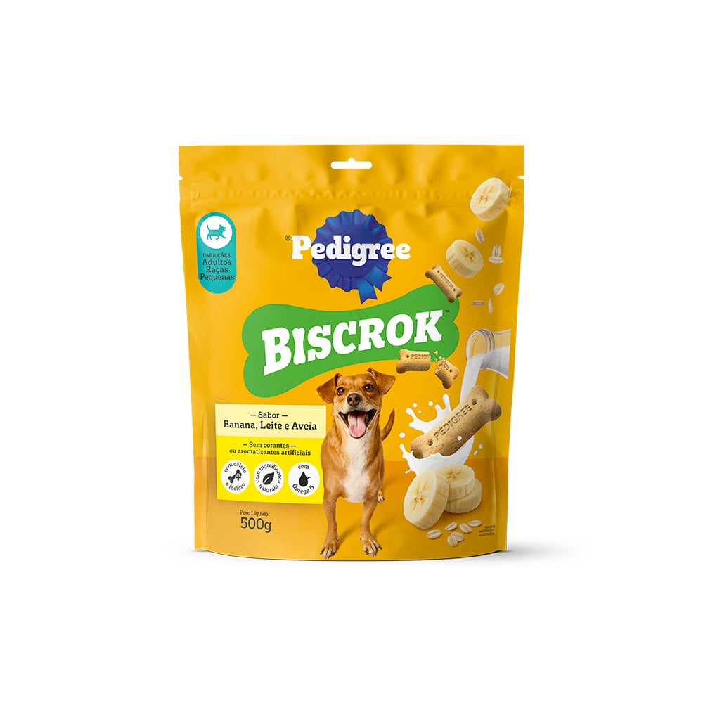BISCOITO PEDIGREE BISCROK BANANA LEITE AVEIA 500G