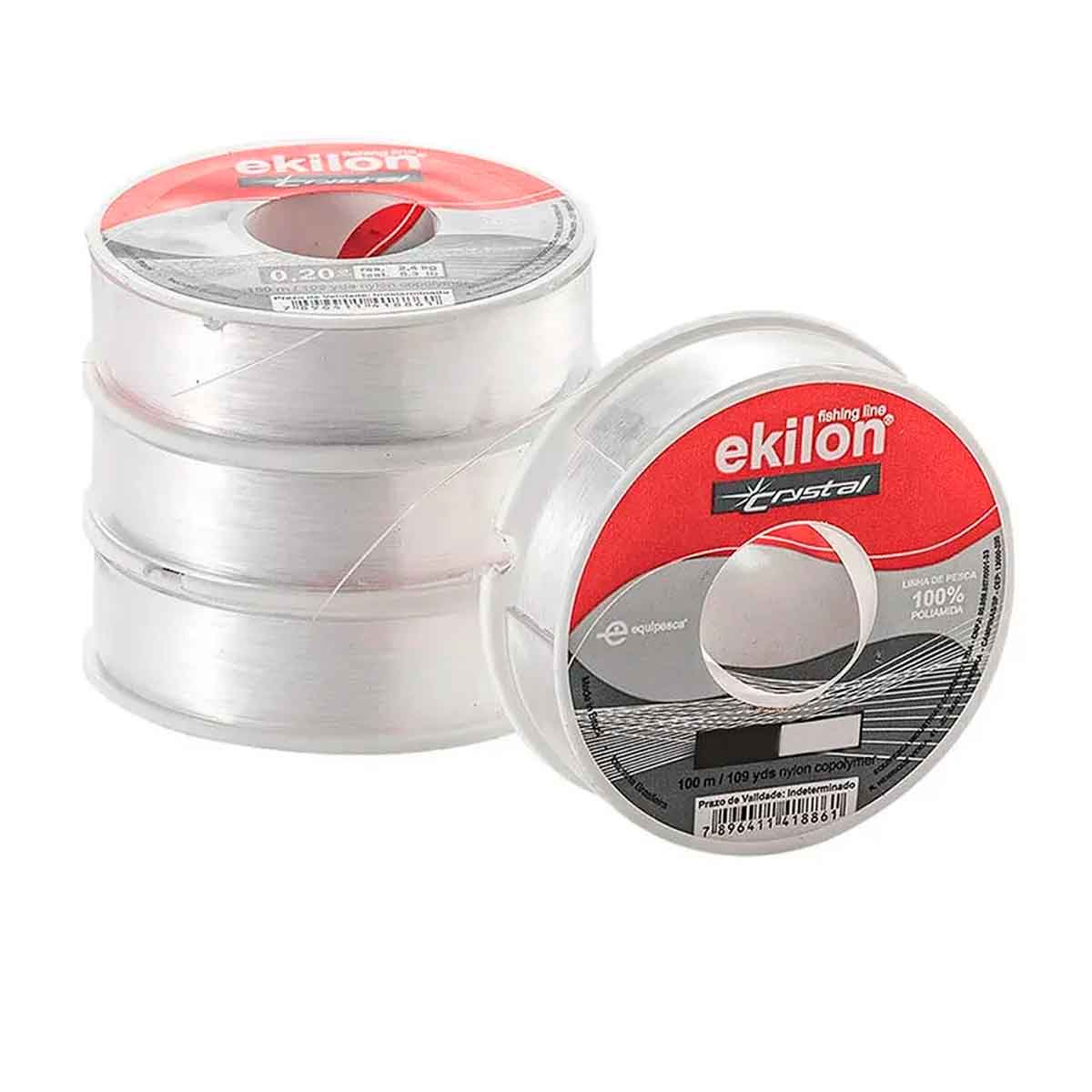 LINHA PARA PESCA CRYSTAL 0,40MM ROLO COM 100M EKILON - EQUIPESCA
