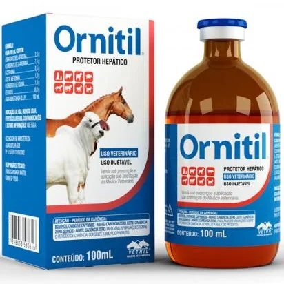 HEPATOPROTETOR INJETÁVEL ORNITIL 100ML - VETNIL