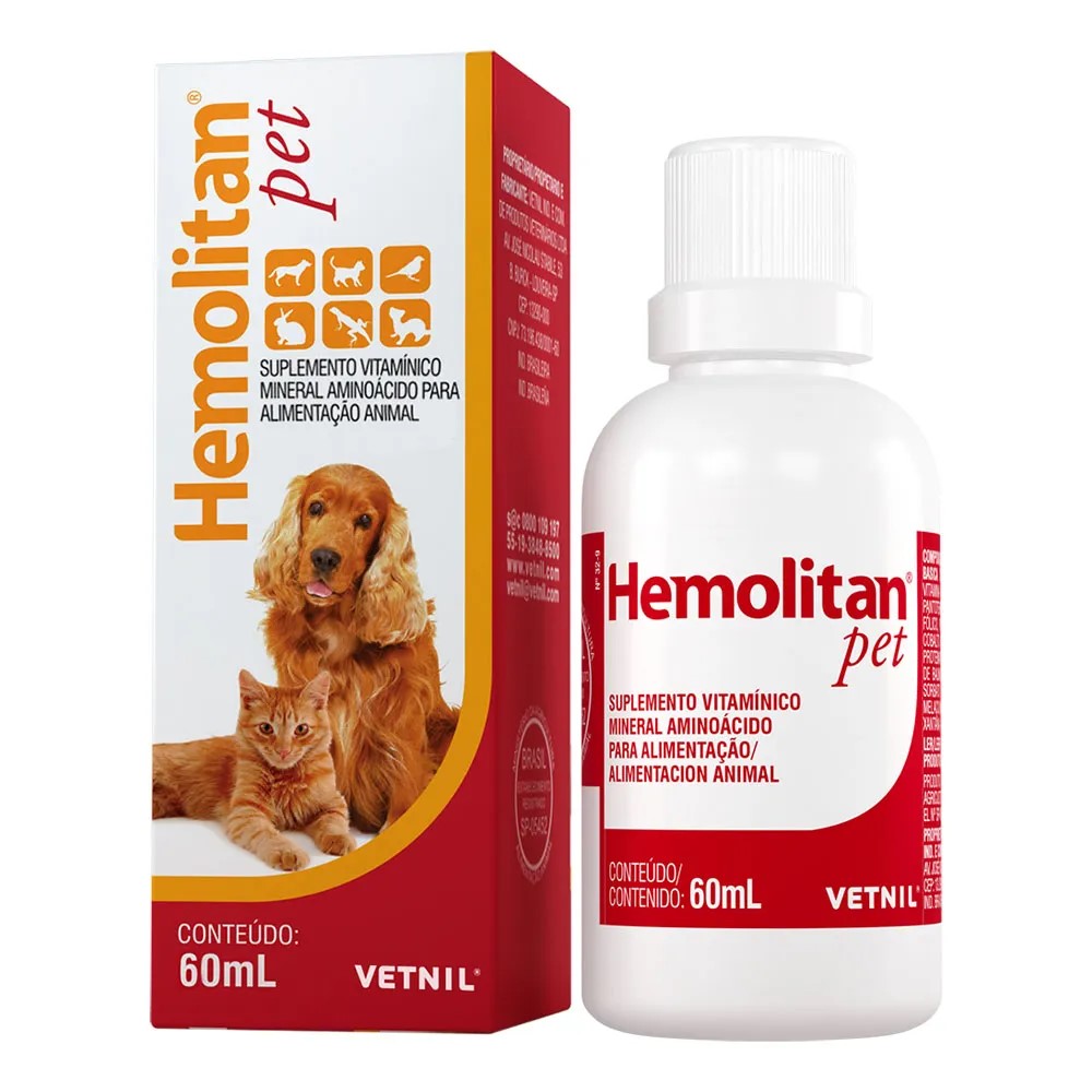 SUPLEMENTO VITAMÍNICO USO ORAL HEMOLITAN PET 60ML - VETNIL