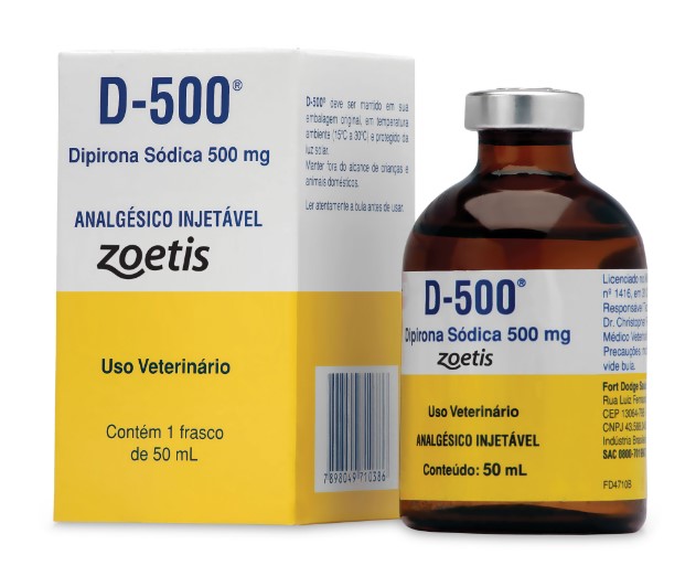 ANALGÉSICO INJETÁVEL DIPIRONA SÓDICA 500MG D-500 50ML - ZOETIS