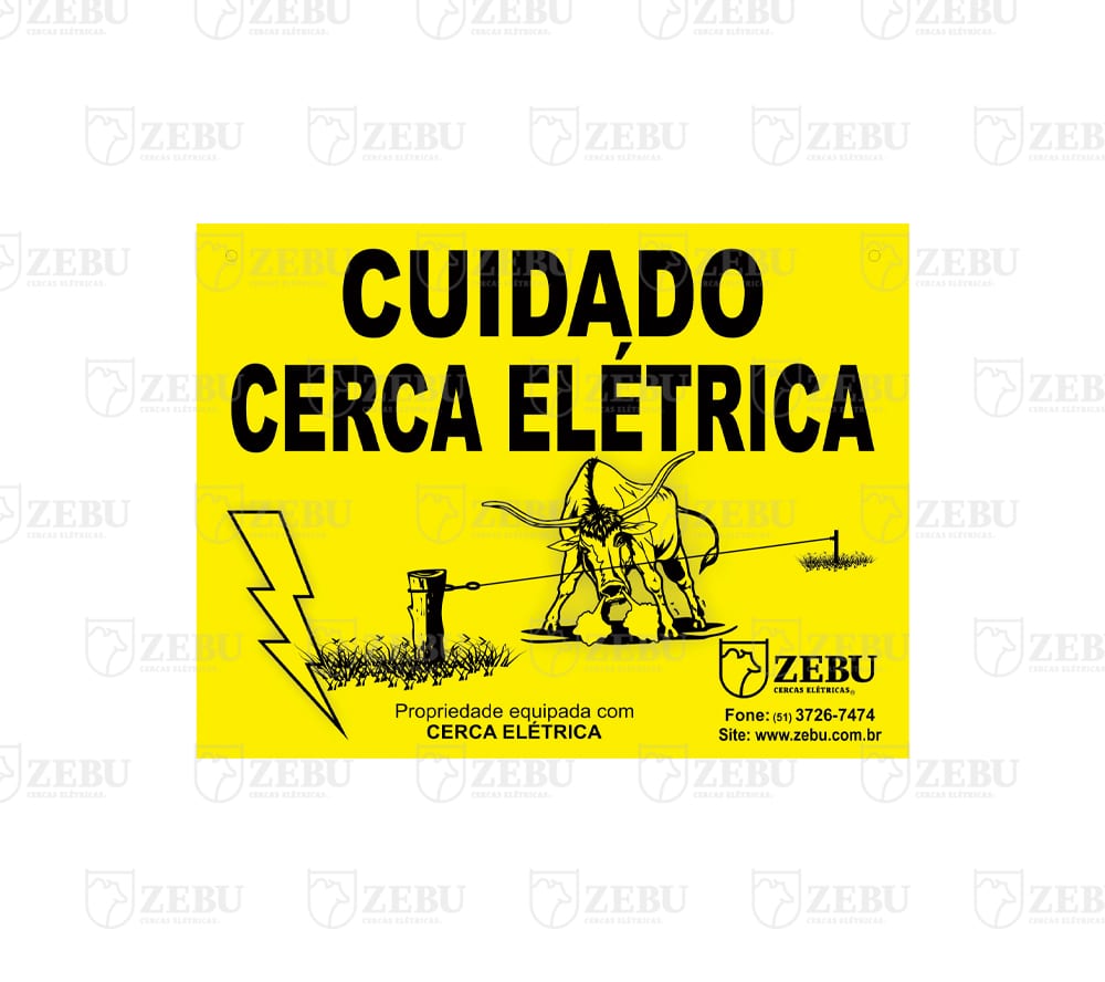 ALARME PLACA ”CUIDADO CERCA ELÉTRICA” - ZEBU