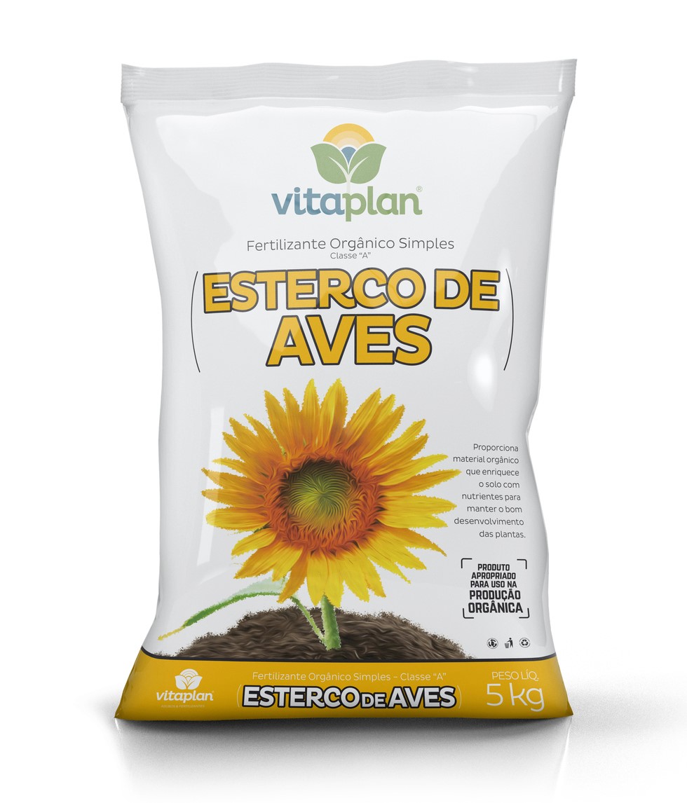 FERTILIZANTE ORGÂNICO SIMPLES ESTERCO DE AVES 5KG - VITAPLAN