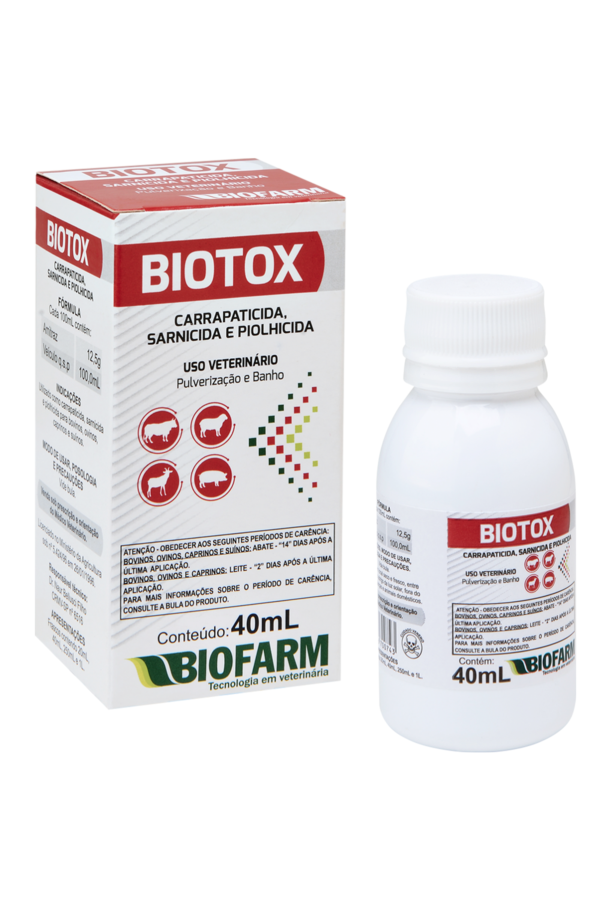 CARRAPATICIDA, SARNICIDA E PIOLHICIDA BIOTOX PULVERIZAÇÃO E BANHO 40ML - BIOFARM