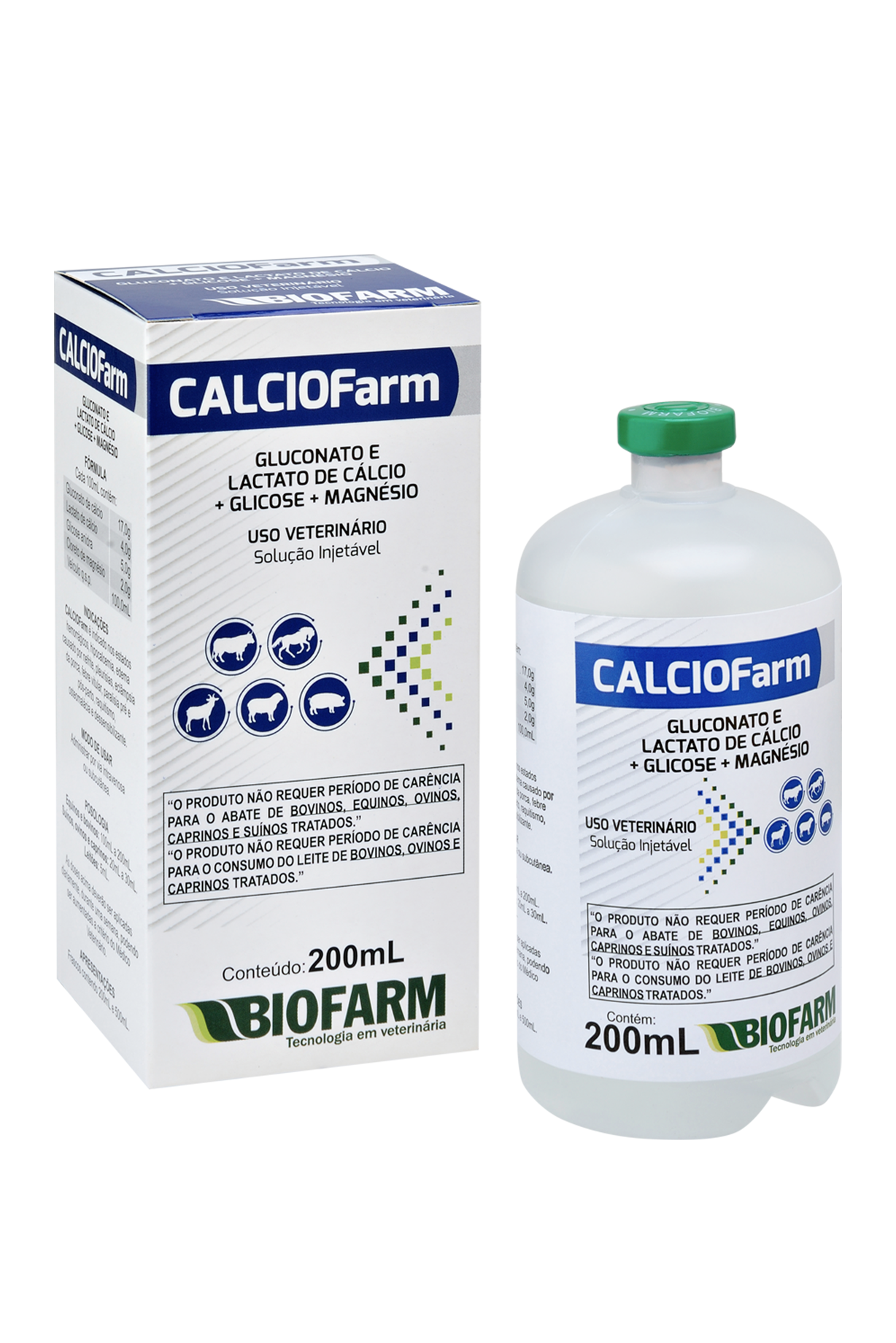 GLUCONATO ELACTADO DE CÁLCIO + GLICOSE + MAGNÉSIO CALCIOFARM 200ML USO INJETÁVEL - BIOFARM 