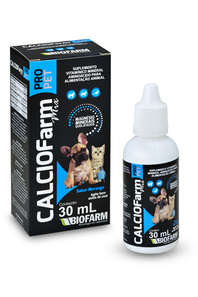 SUPLEMENTO VITAMÍNICO, AMINOÁCIDOS E MINERAL PARA ALIMENTAÇÃO ANIMAL CALCIOFARM MIX PRO PARA CÃES E GATOS 30ML - BIOFARM