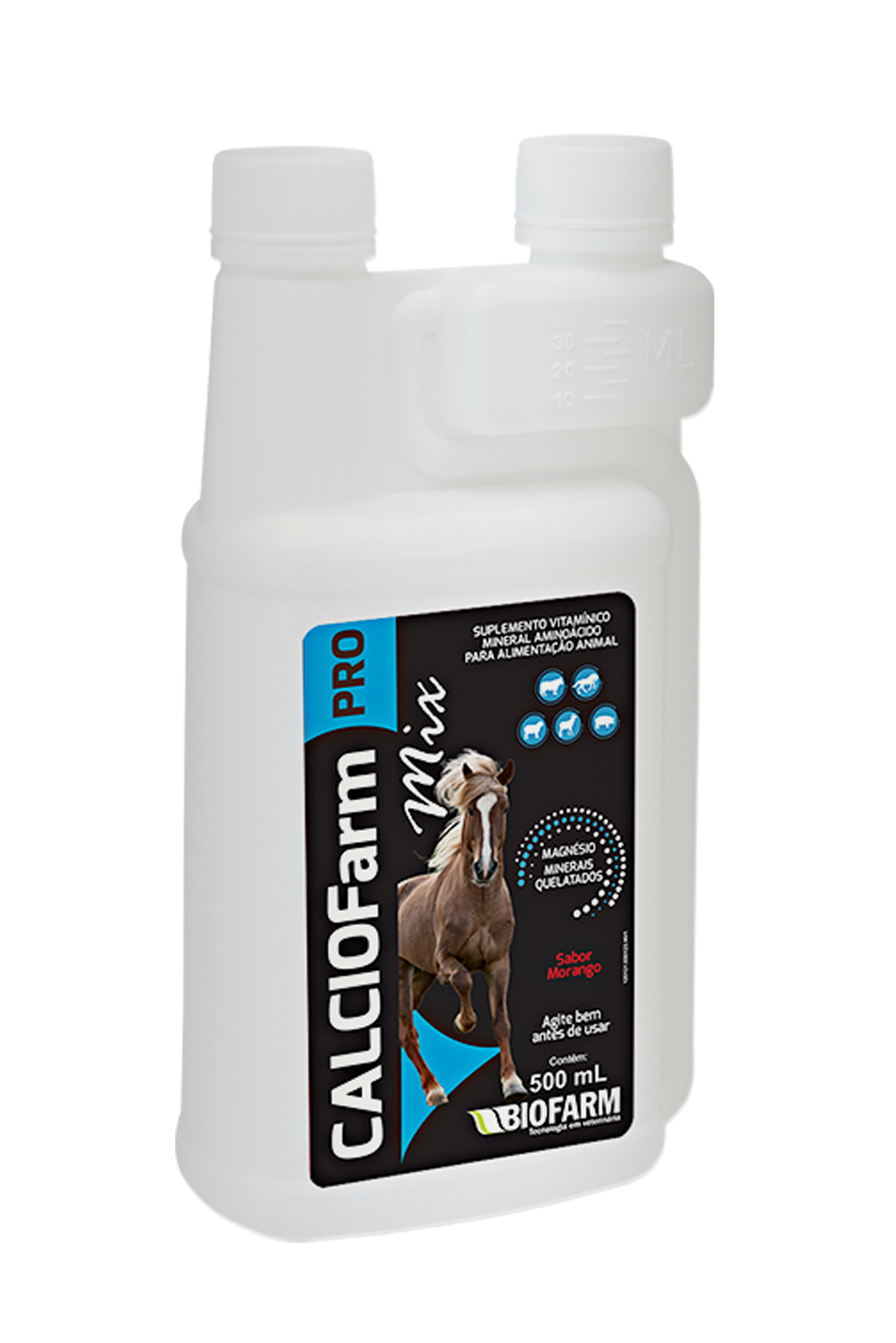 SUPLEMENTO VITAMÍNICO, AMINOÁCIDOS E MINERAL PARA ALIMENTAÇÃO ANIMAL CALCIOFARM MIX PRO 500ML - BIOFARM