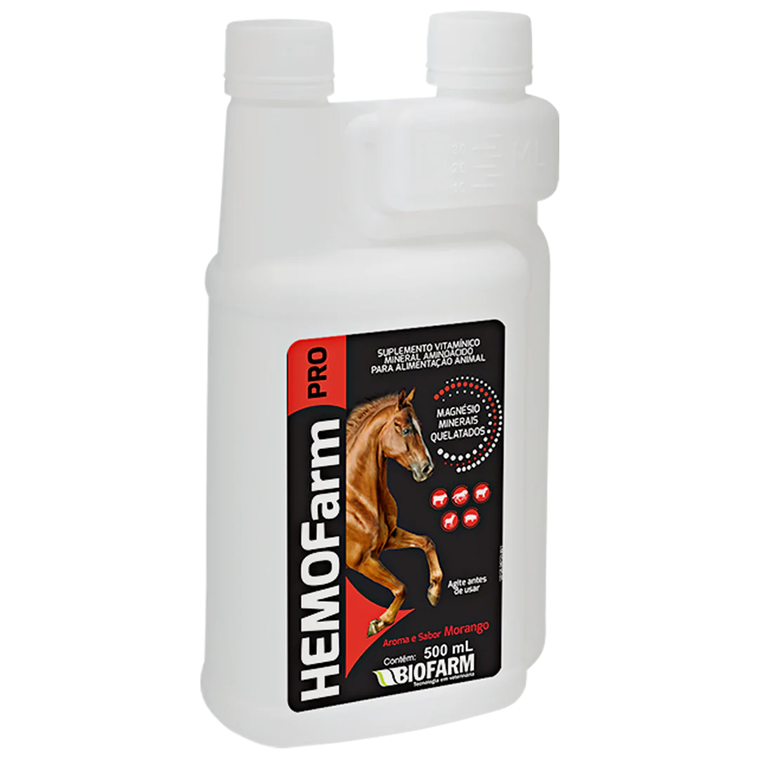 SUPLEMENTO VITAMÍNICO MINERAL AMINOÁCIDOS PARA ALIMENTAÇÃO ANIMAL HEMOFARM 500ML - BIOFARM