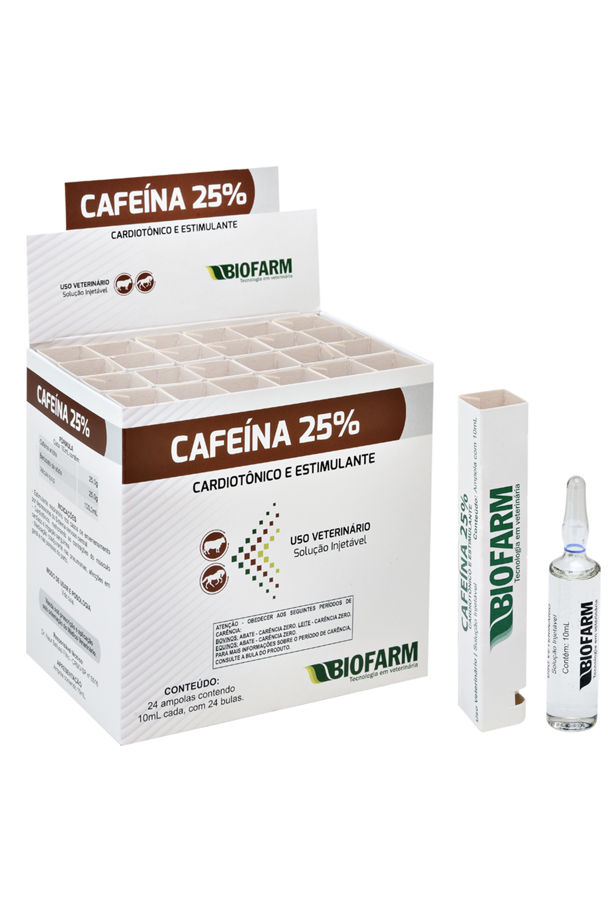 CARDIOTÔNICO E ESTIMULANTE CAFEÍNA 25% 10ML USO INJETÁVEL - BIOFARM