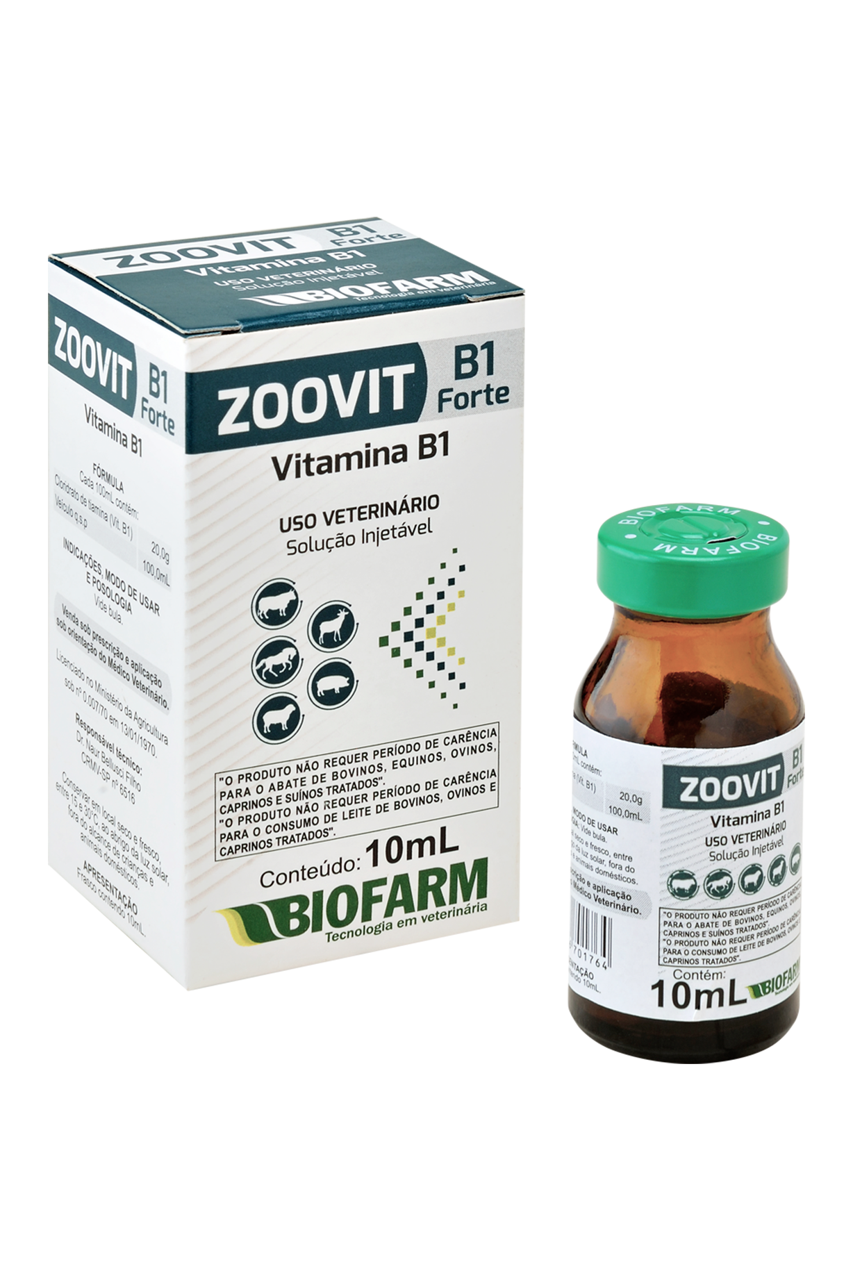 VITAMINA B1 ZOOVIT B1 FORTE 10ML USO INJETÁVEL - BIOFARM