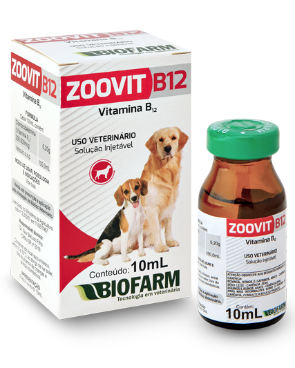 VITAMINA B12 ZOOVIT B12 PARA CÃES E GATOS 10ML USO INJETÁVEL - BIOFARM