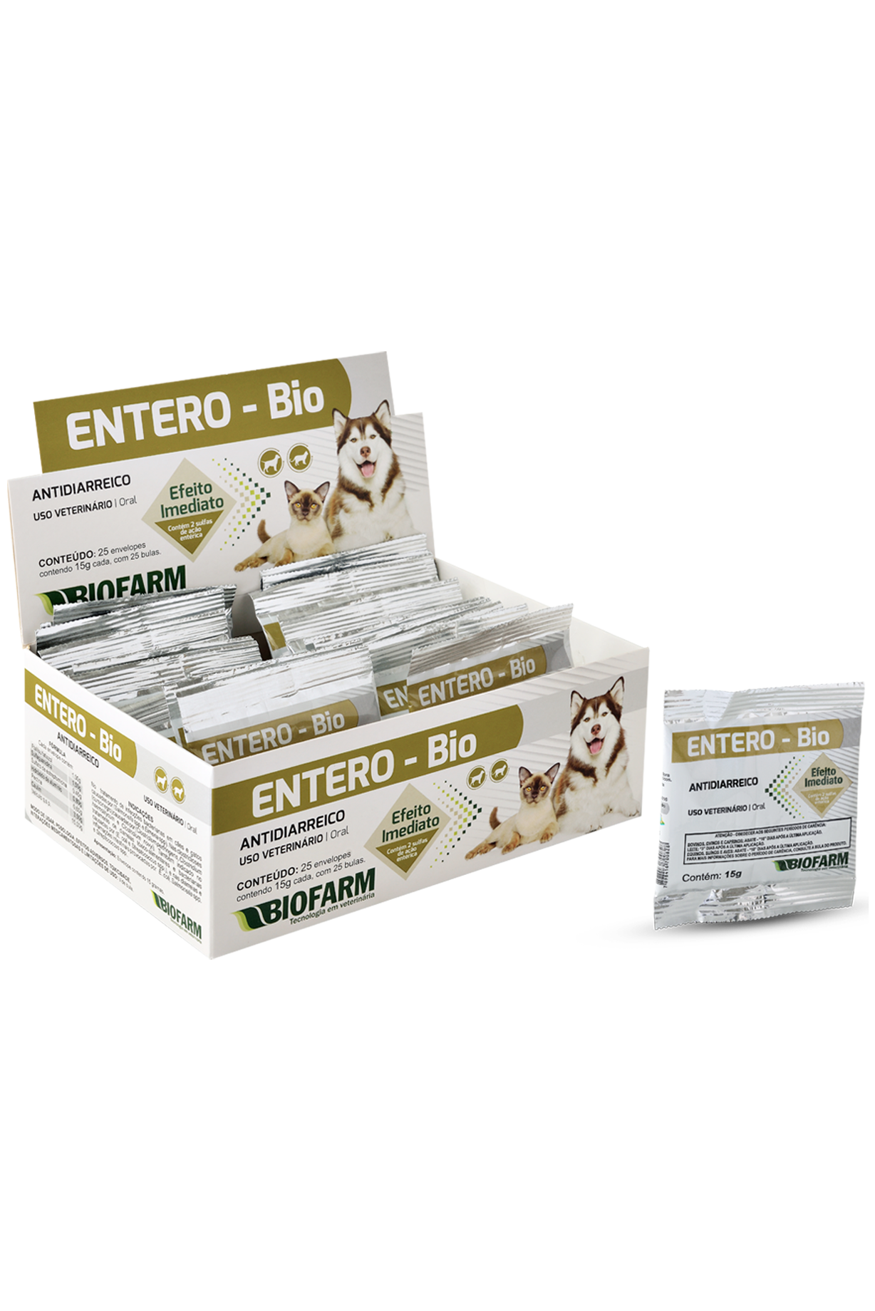 ANTIDIARREICO COM EFEITO IMEDIATO ENTERO-BIO PARA CÃES E GATOS 15G - BIOFARM