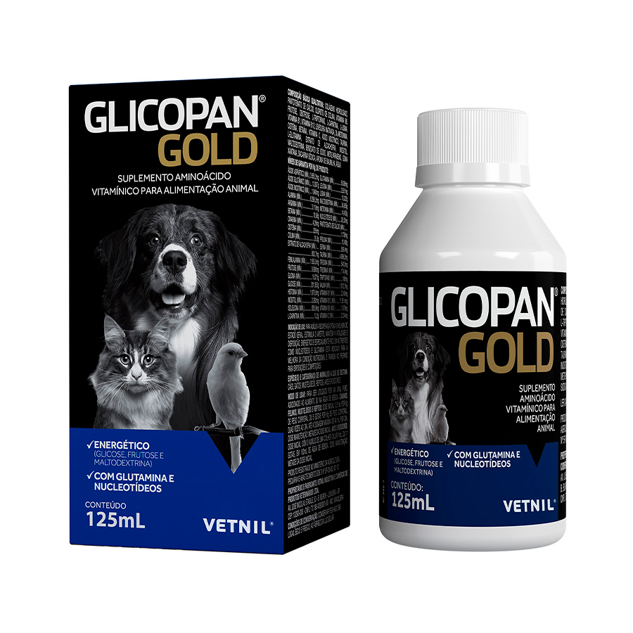 SUPLEMENTO VITAMÍNICO USO ORAL PARA PETS GLICOPAN GOLD 125ML - VETNIL