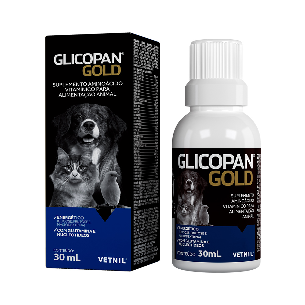 SUPLEMENTO VITAMÍNICO USO ORAL PARA PETS GLICOPAN GOLD 30ML - VETNIL