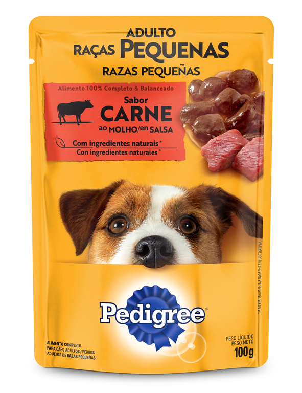 RAÇÃO ÚMIDA PEDIGREE SACHÊ CARNE AO MOLHO PARA CÃES ADULTOS DE RAÇAS PEQUENAS 100G